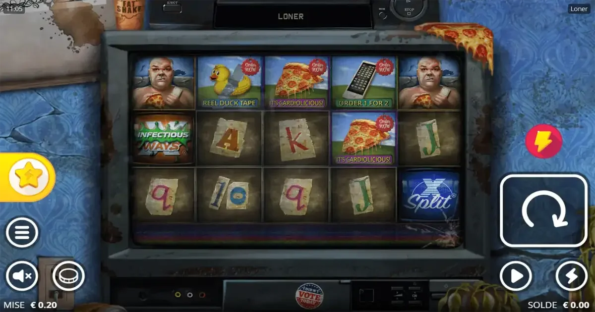 Machine &agrave; sous Loner de Nolimit City avec free spins et symboles d&eacute;cal&eacute;s