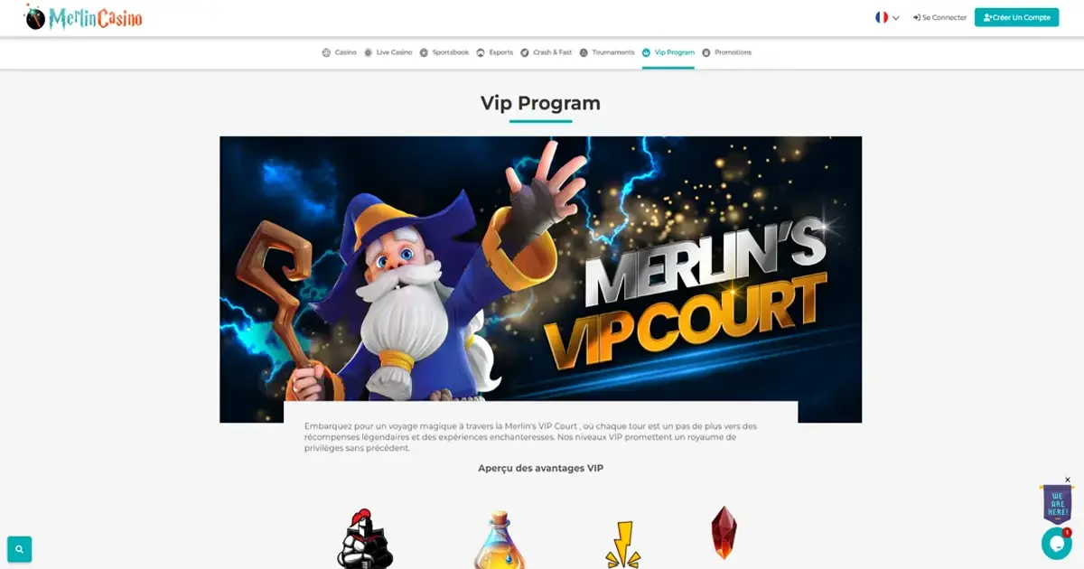Programme VIP Merlin Casino &ndash; Merlin&rsquo;s VIP Court et avantages exclusifs