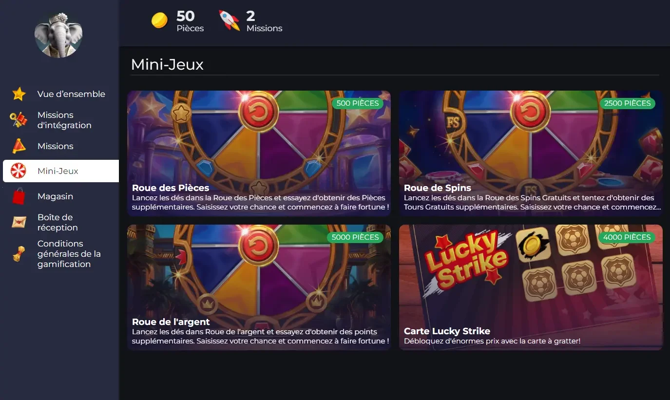 mini jeux et roue bdmbet casino