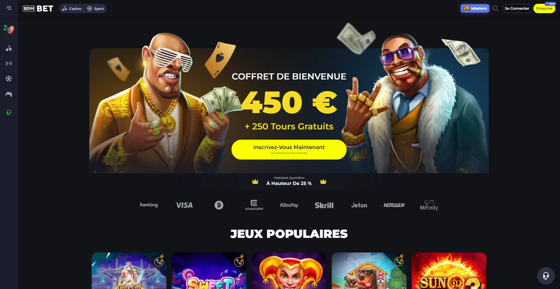Bdmbet accueil casino capture