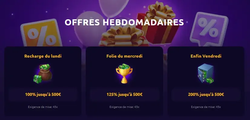 bonus hebdos spintime casino