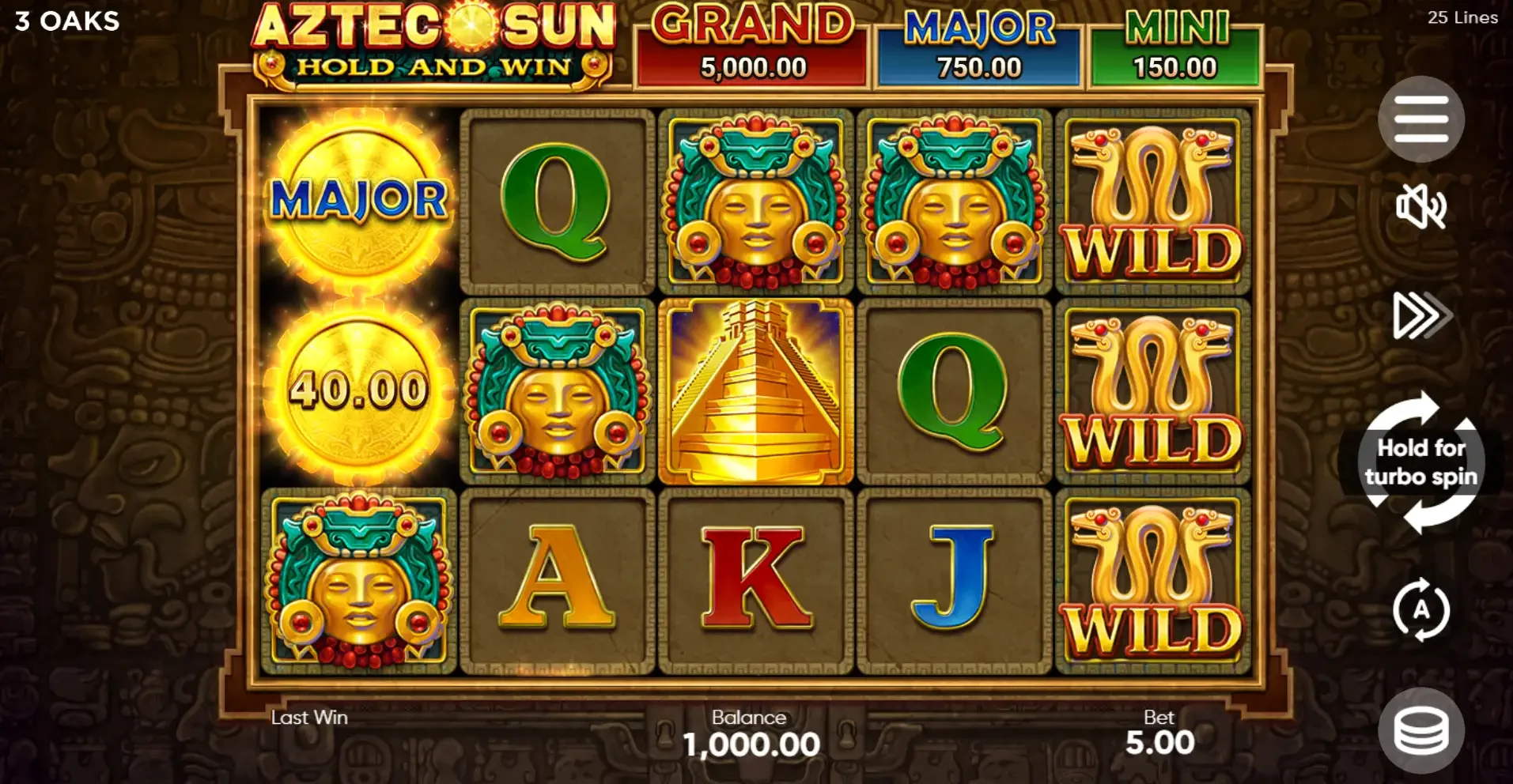 machine &agrave; sous Aztec Sun&nbsp;: Hold and Win