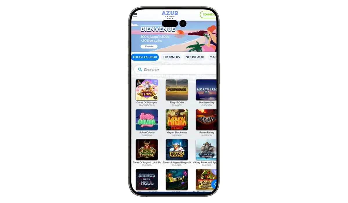 Azur casino sur mobile