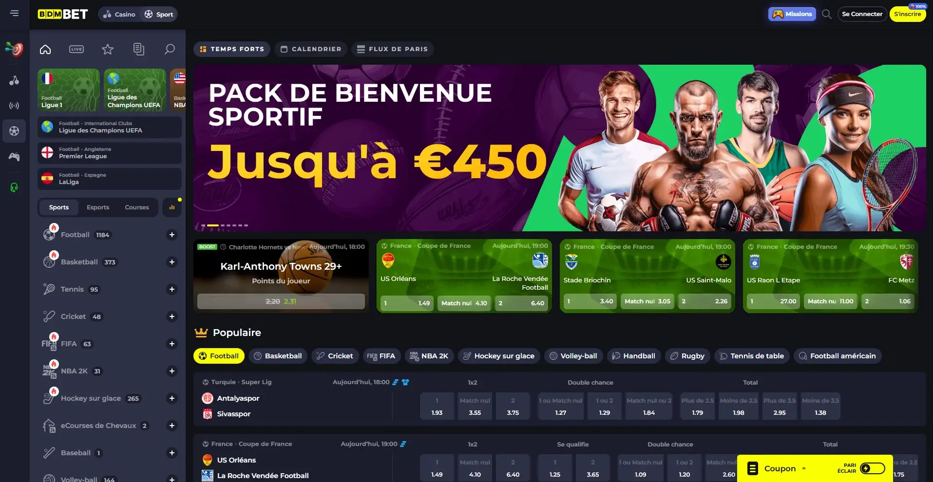 Bdmbet casino sportbook page