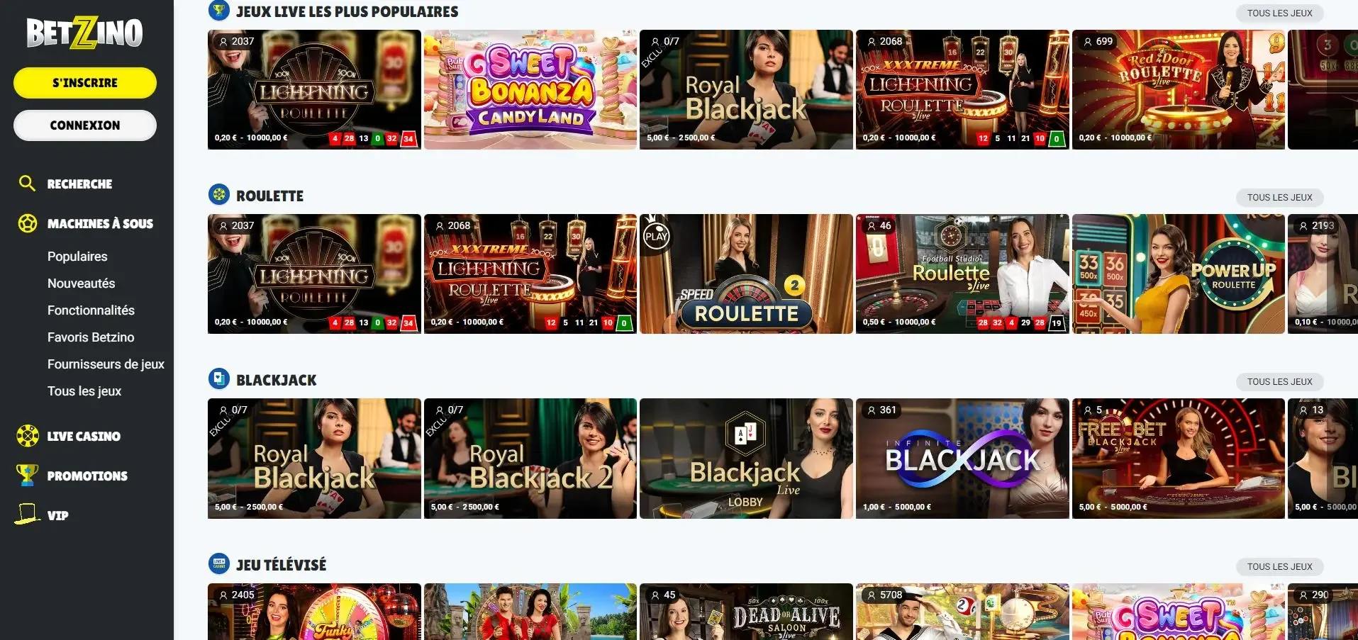 Betzino casino jeux live