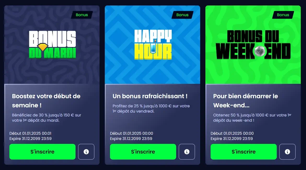 Les bonus hebdomadaires sur le casino en ligne PampaGo