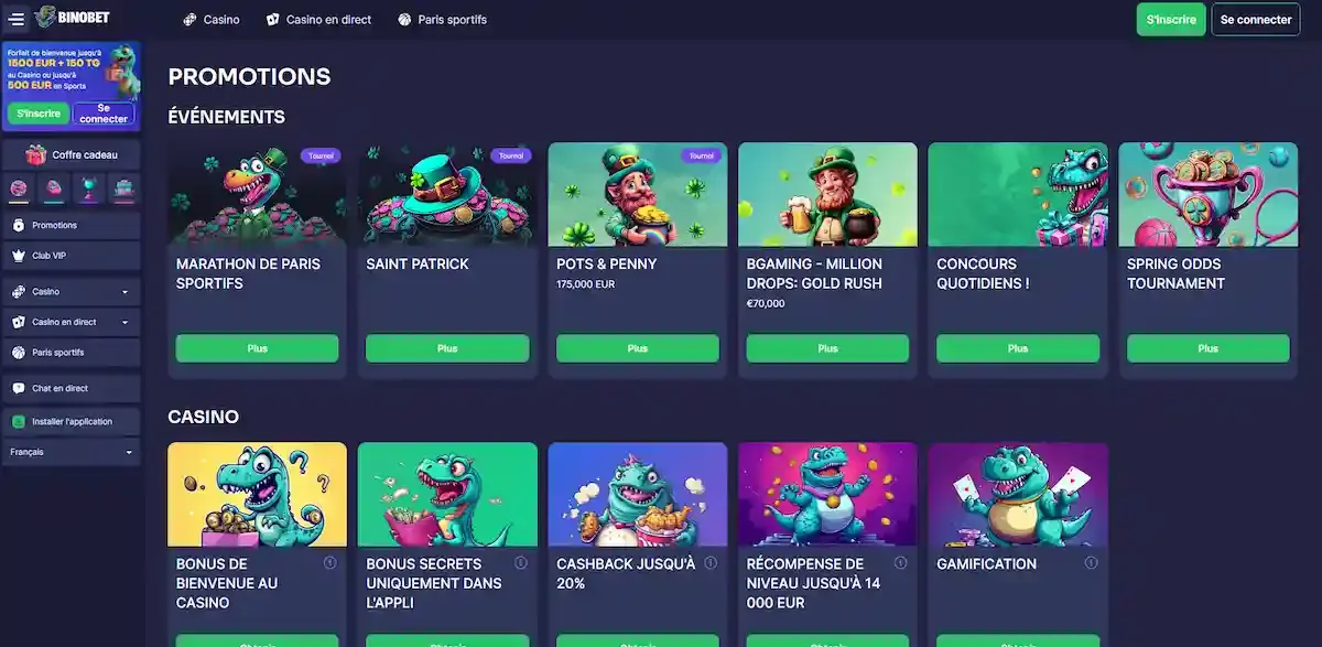 Les promotions et bonus du casino en ligne binobet