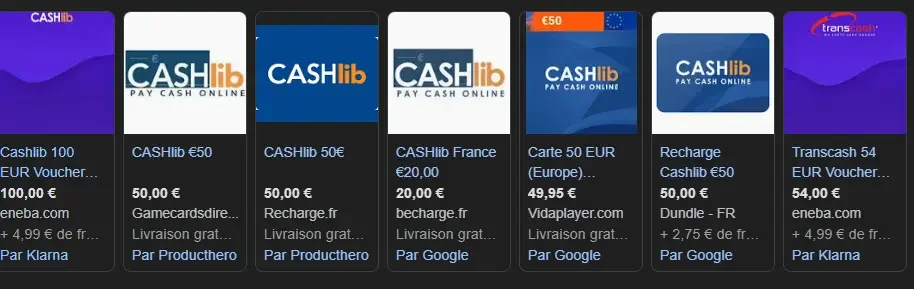 achat google cashlib