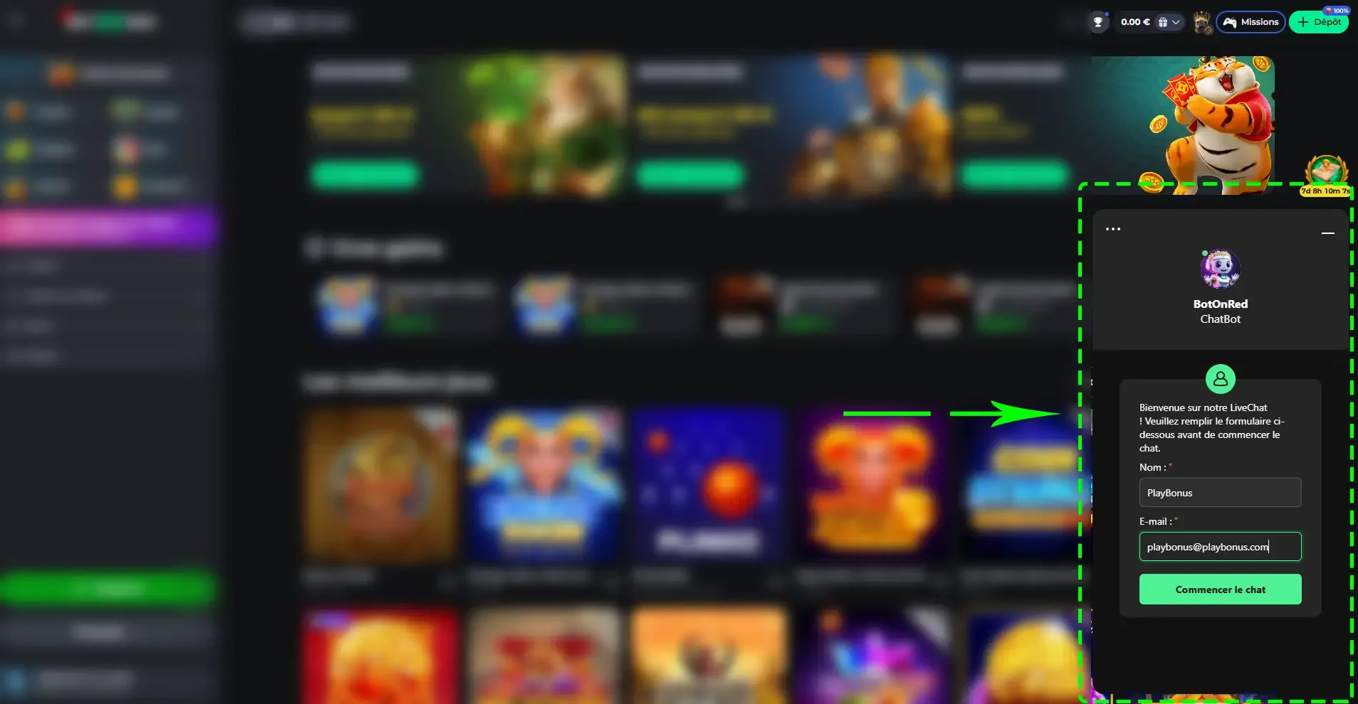 Tchat client betonred casino