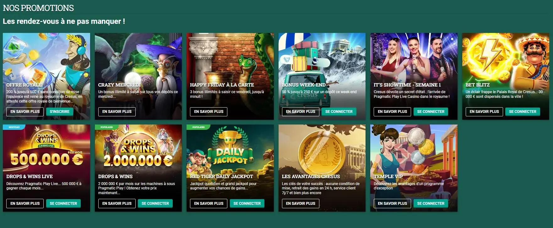 Les bonus de cr&eacute;sus casino
