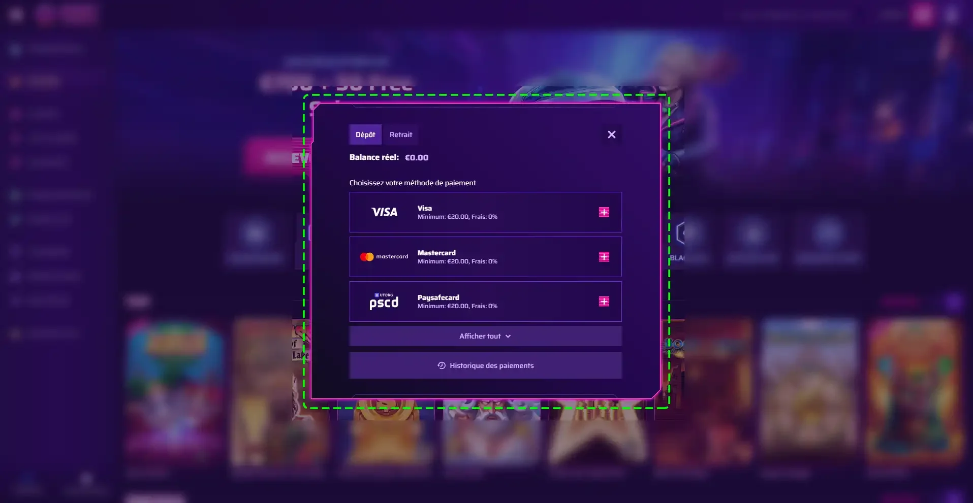 Robycasino widget deposit
