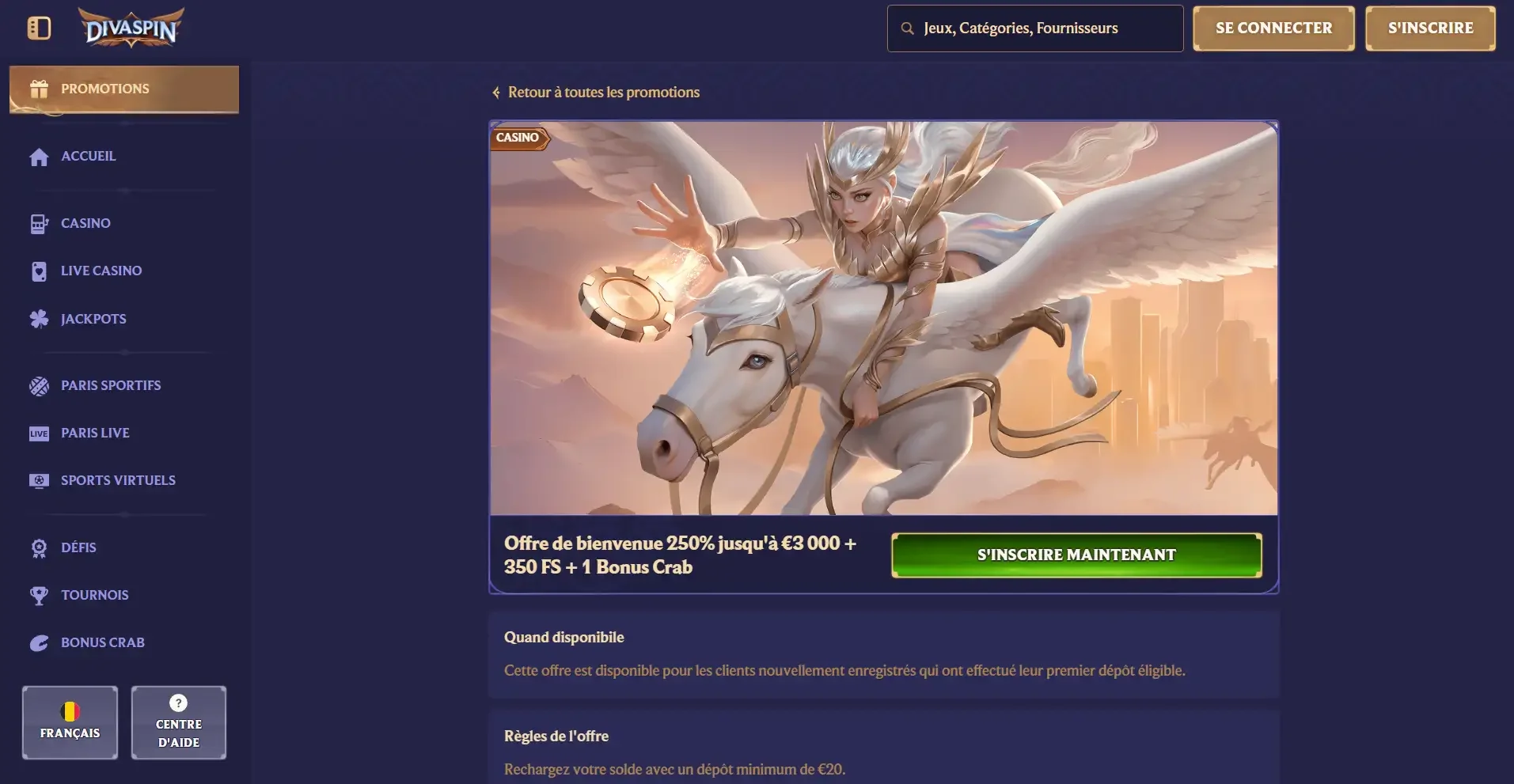 Bonus de bienvenue divaspin casino