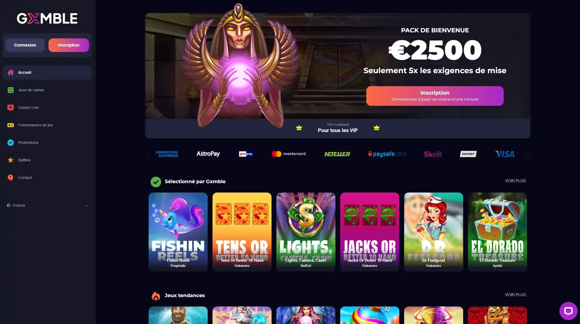 Page d'accueil du casino en ligne Gxmble