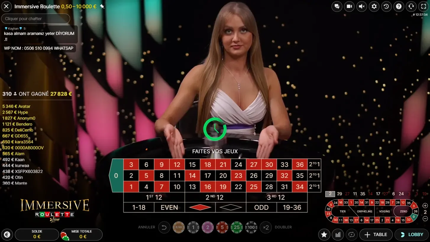 croupi&egrave;re sur l'immersive roulette d'&eacute;volution gaming