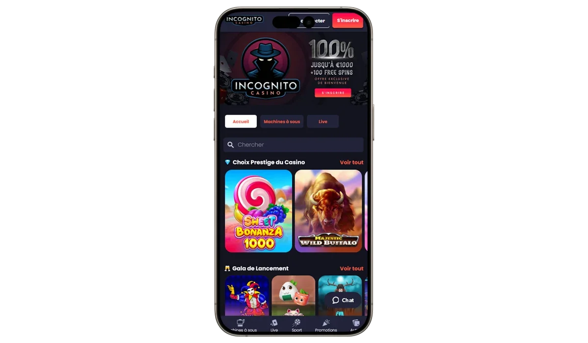 Incognito casino sur mobile