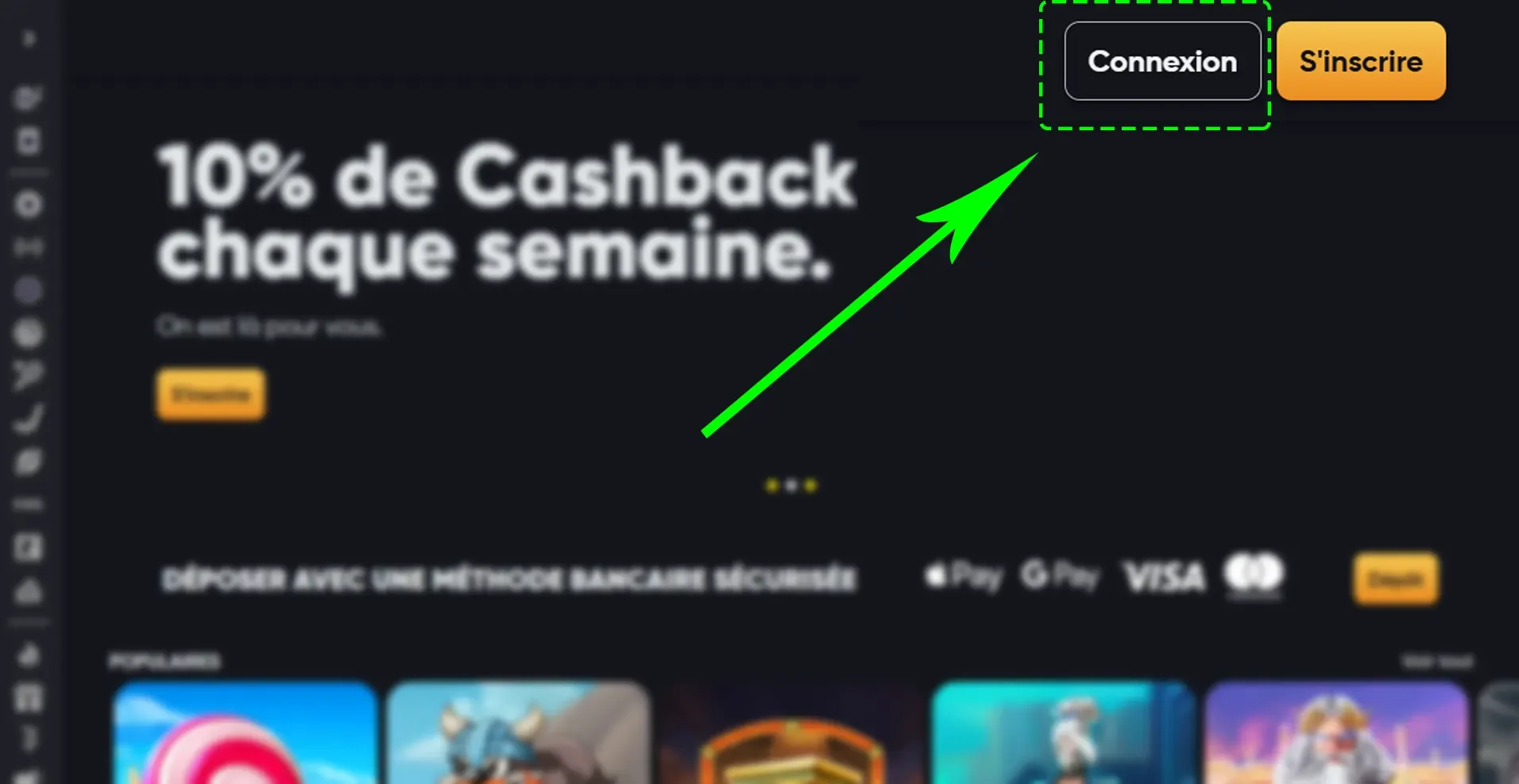 Instant casino bouton connexion