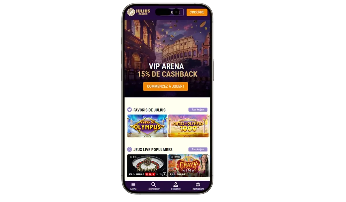 Jouer &agrave; Julius casino sur mobile