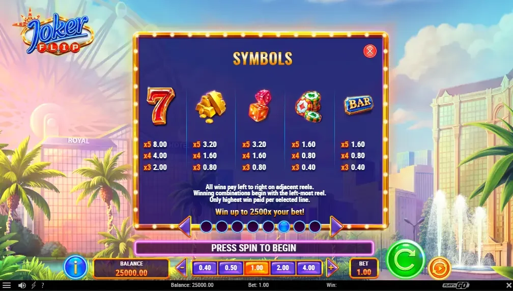 symbols machine &agrave; sous joker flip