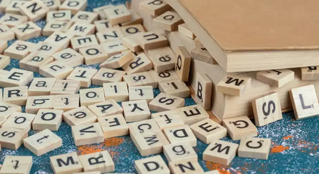 Image illustration lexique casino avec livre et lettres en bois