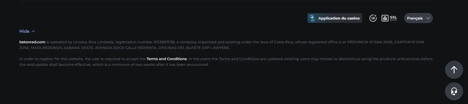 Betonred licence casino