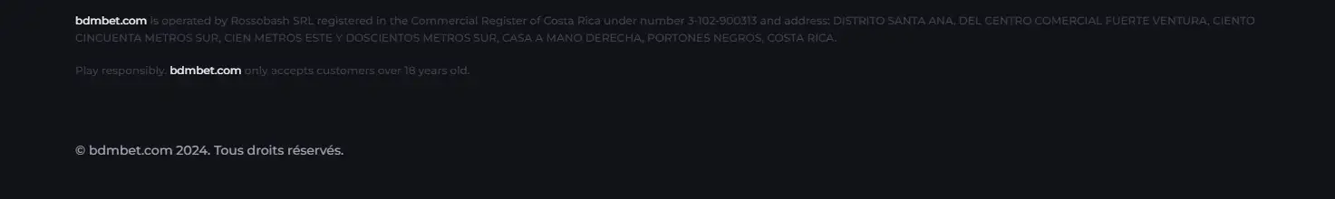 Footer licence bdmbet