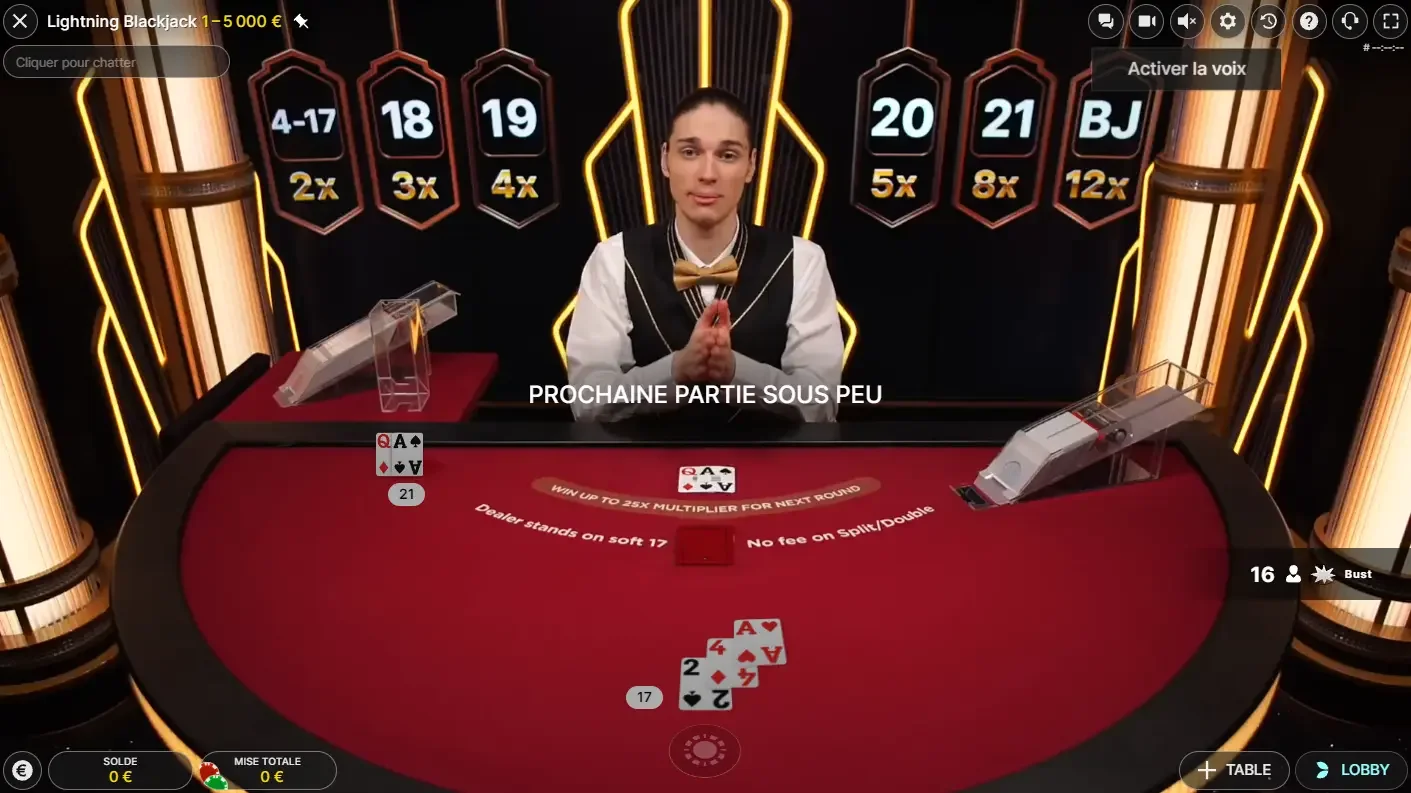 Lightning blackjack evolution gaming