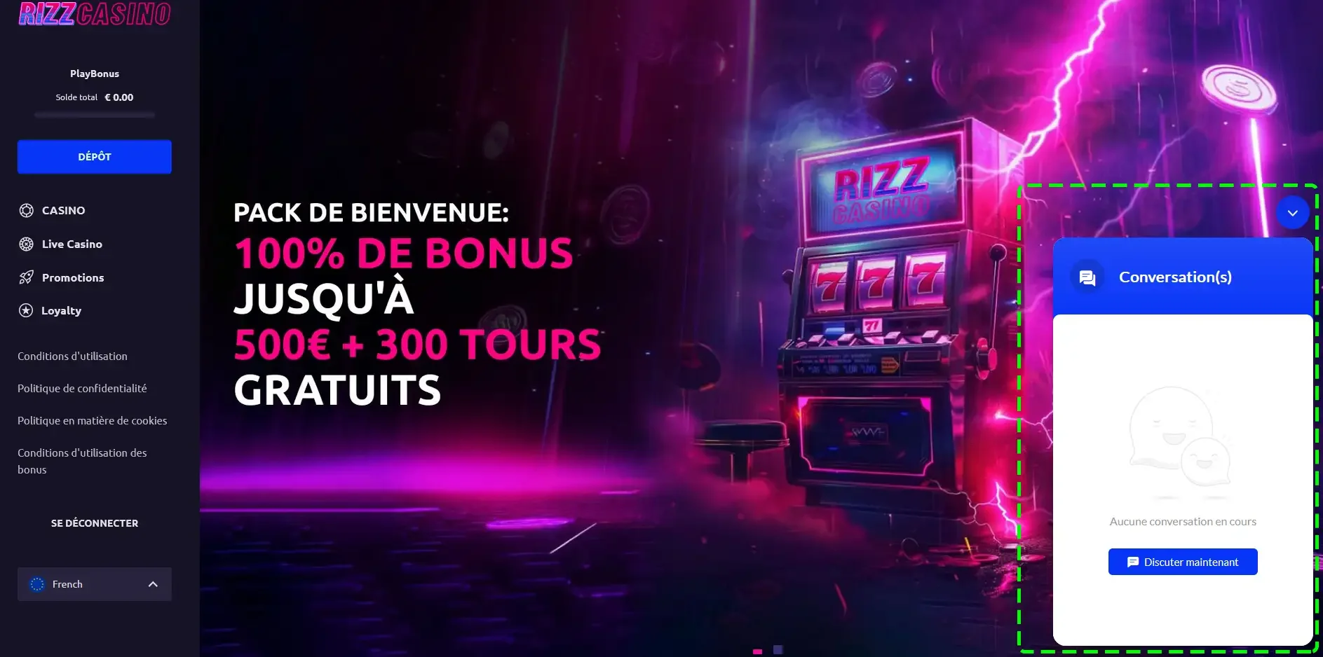 Live tchat rizz casino en ligne