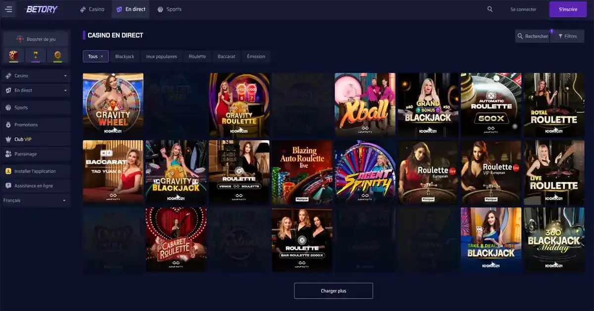 Live casino betory casino
