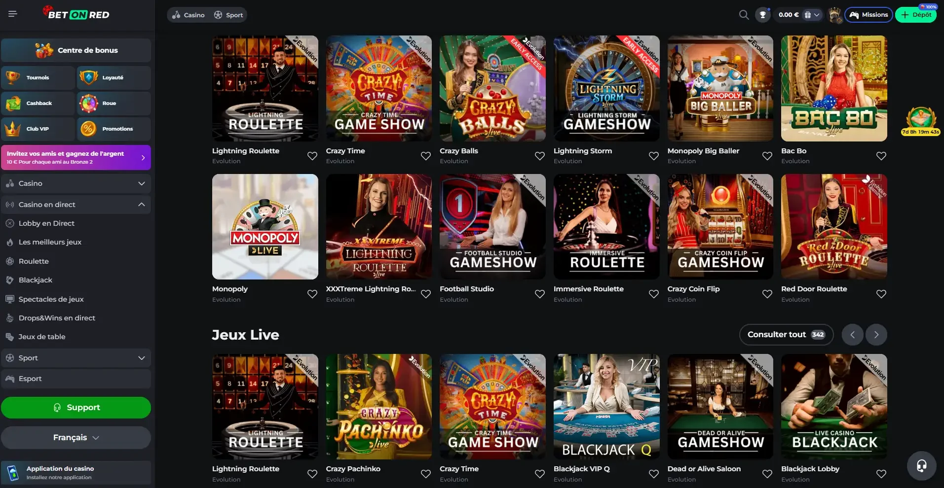 Betonred jeux en direct page