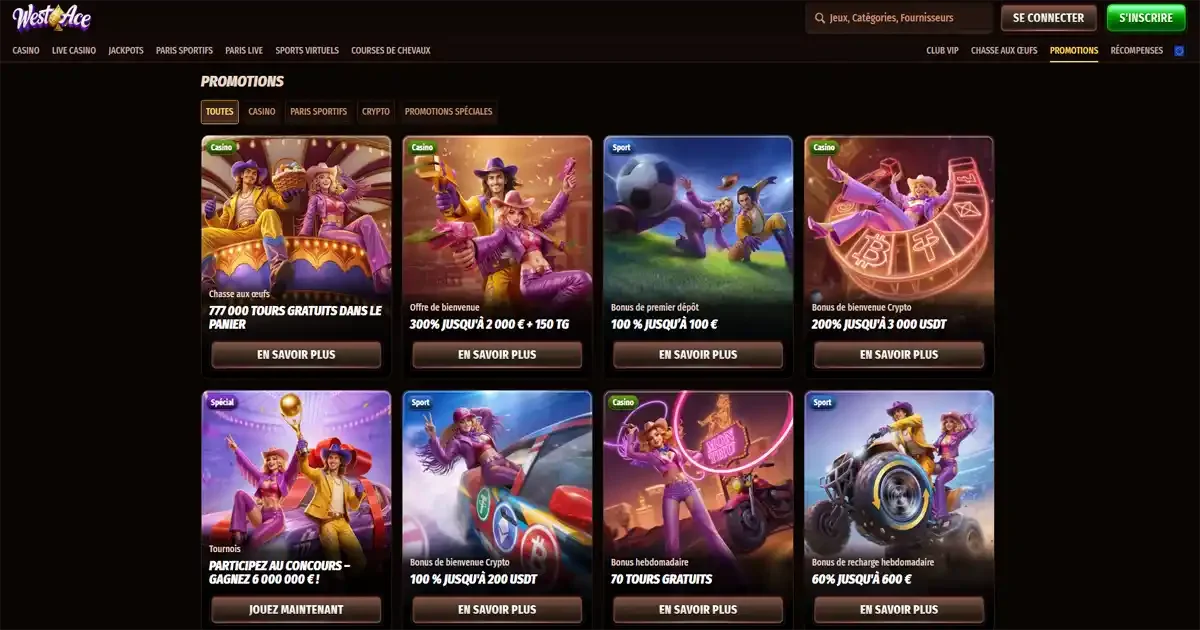 Les promotions et bonus du casino en ligne WestAce