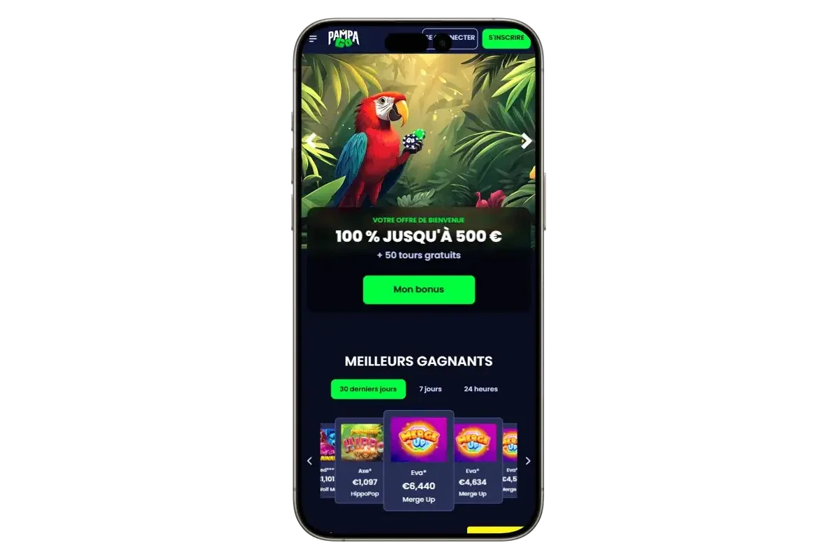 Pampago casino sur t&eacute;l&eacute;phone mobile