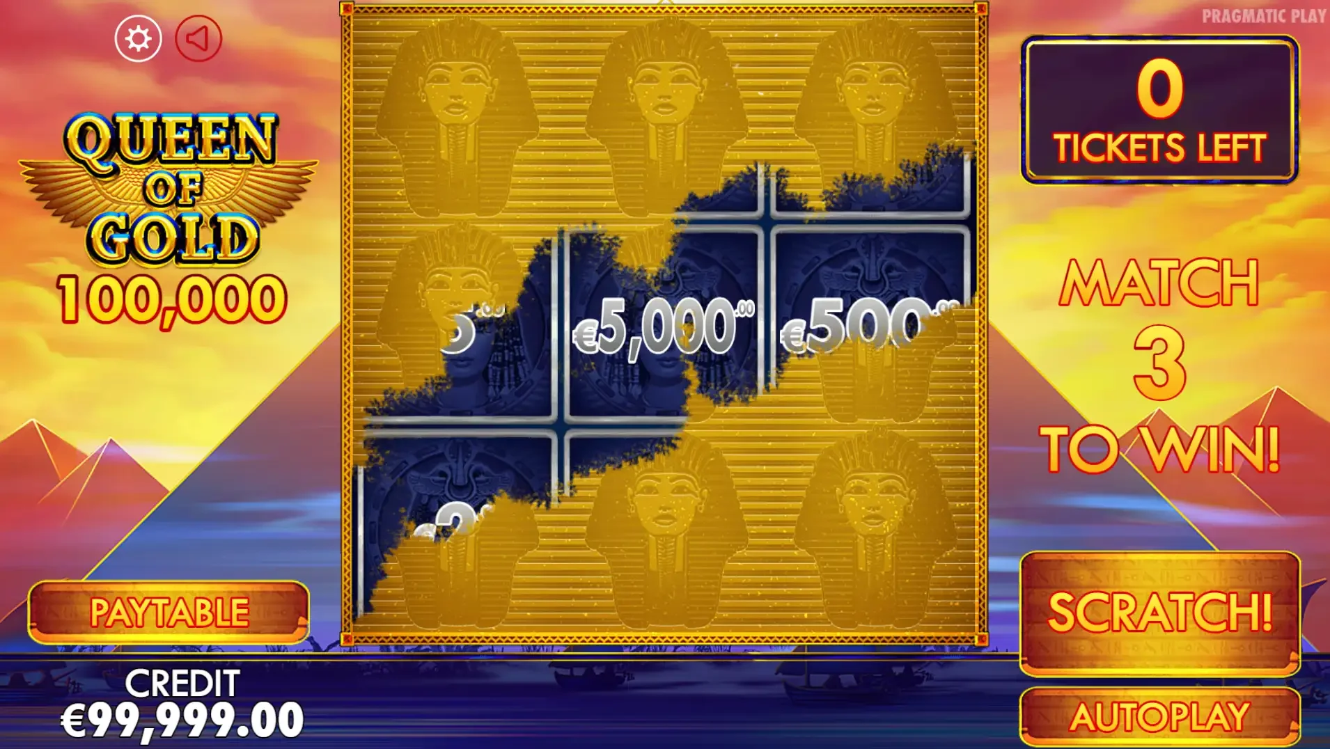 le jeu Queen of Gold Scracthcard slot