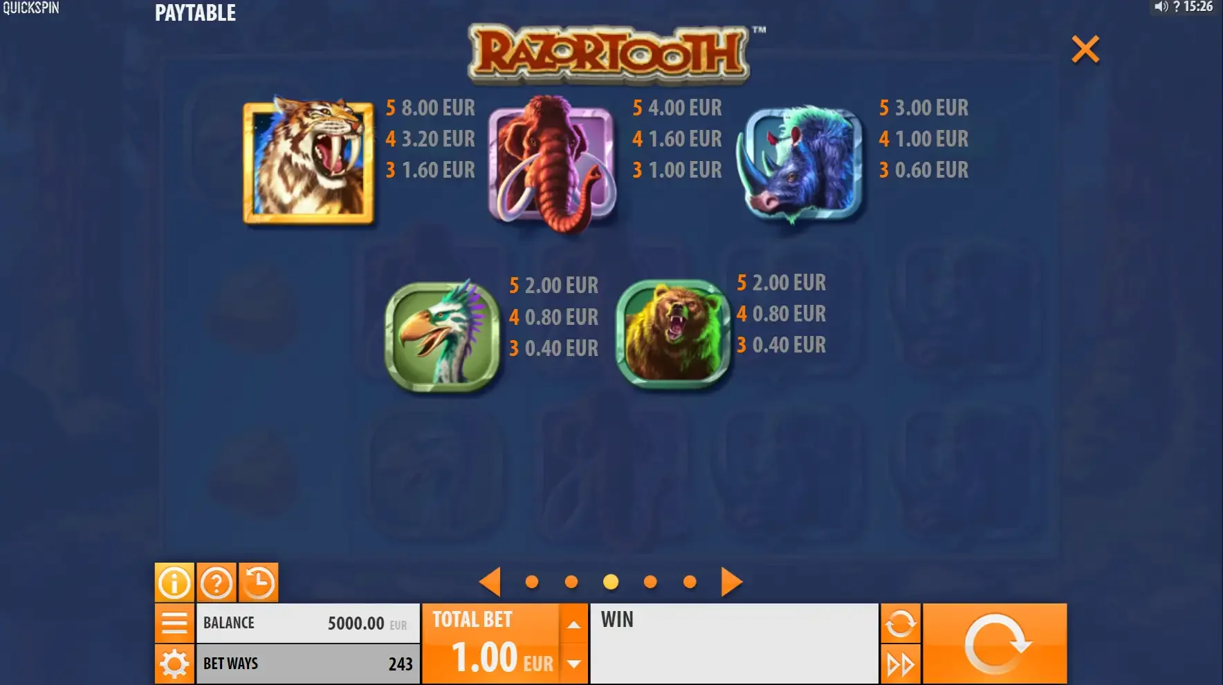 Symboles de la machine &agrave; sous Razortooth
