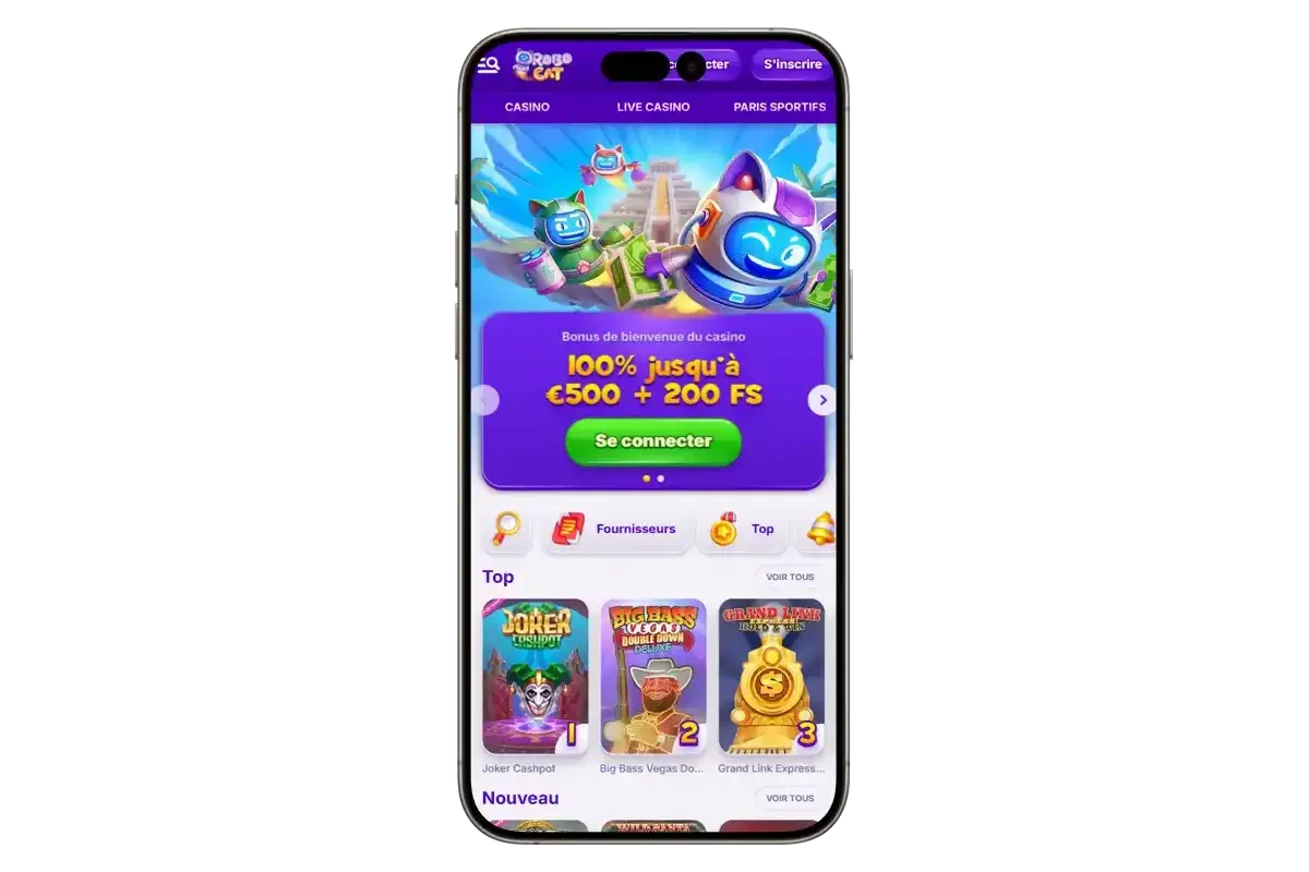 Robocat casino en ligne sur t&eacute;l&eacute;phone mobile