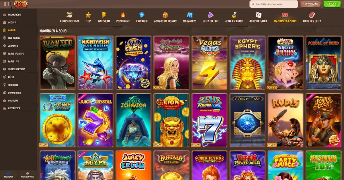 S&eacute;lection de machines &agrave; sous populaires sur Stone Vegas casino en ligne avec les meilleurs jeux et jackpots exclusifs