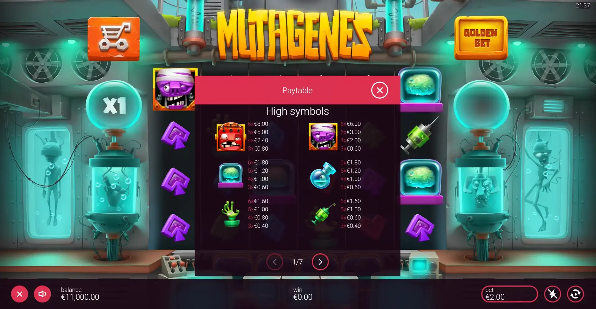 Symboles de la machine &agrave; sous Mutagenes