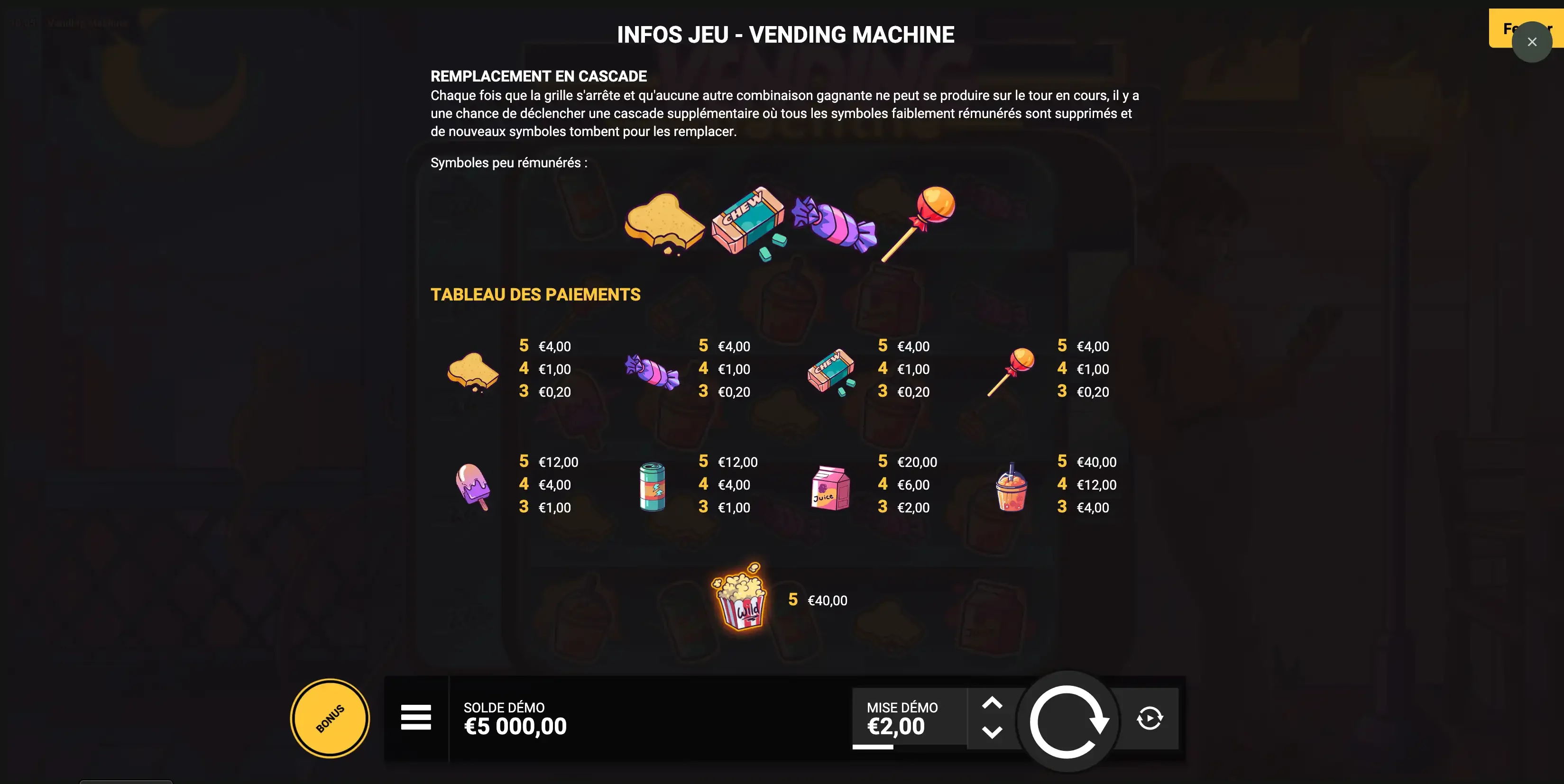 Symboles de la machine &agrave; sous Vending Machine