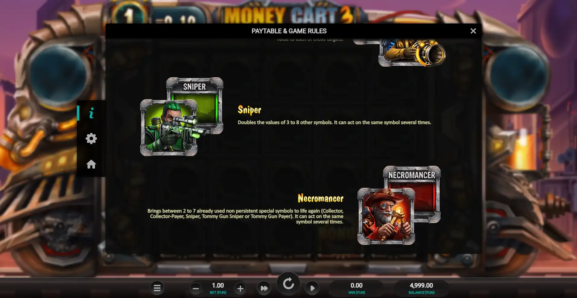 Symboles de la machine &agrave; sous Money Cart 3