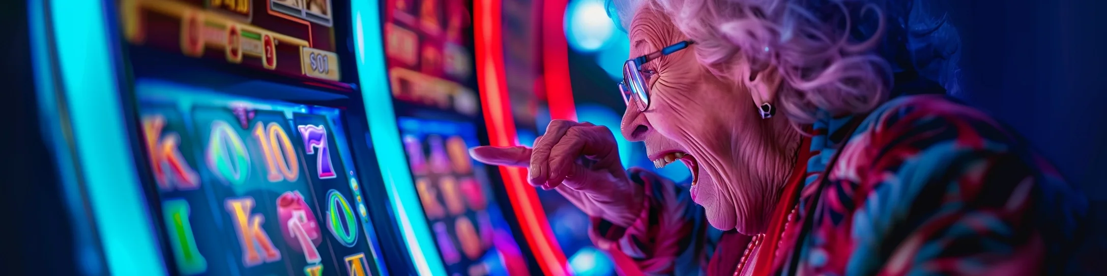 vieille dame jouant aux machines &agrave; sous
