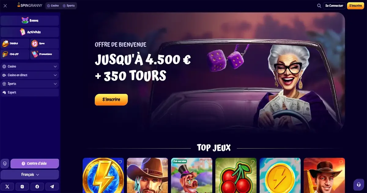 Page d'accueil du casino en ligne Spingranny