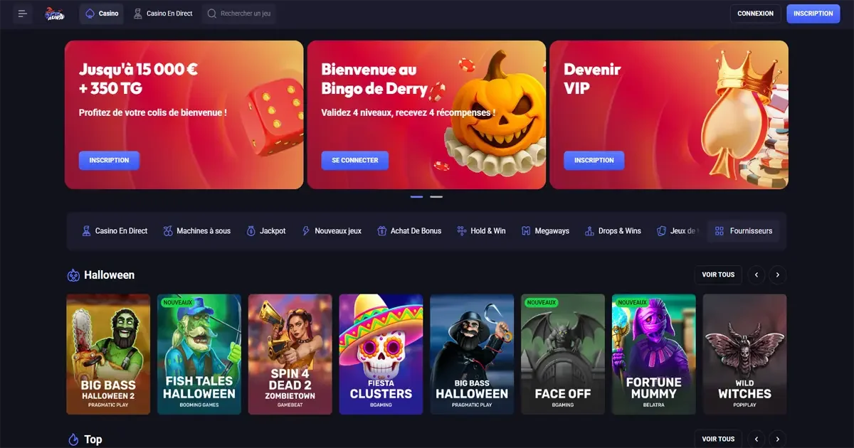 page d&rsquo;accueil du casino en ligne Spin Aura avec offres de bienvenue et jeux populaires