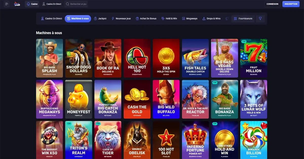 s&eacute;lection de machines &agrave; sous sur le casino en ligne SpinAura