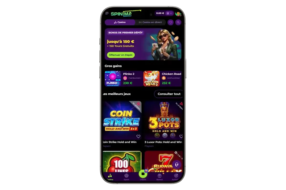 Spinmama casino sur Iphone