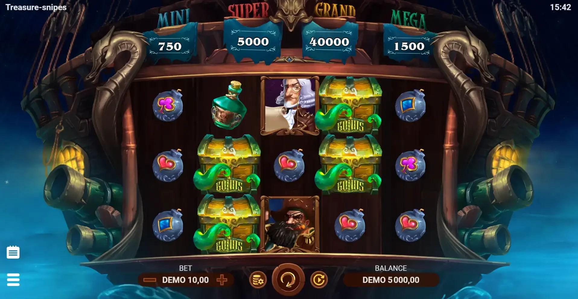 La machine &agrave; sous treasures snipes de Evoplay