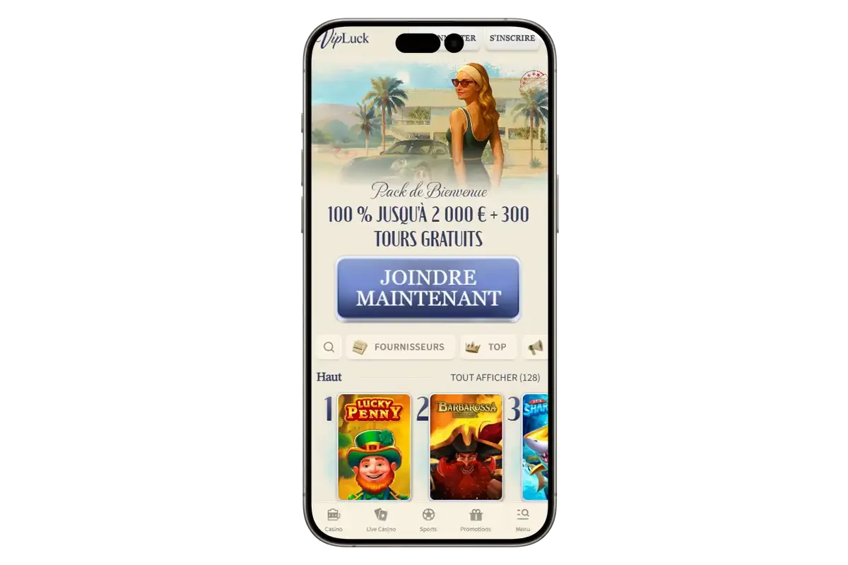 VipLuck casino sur t&eacute;l&eacute;phone mobile