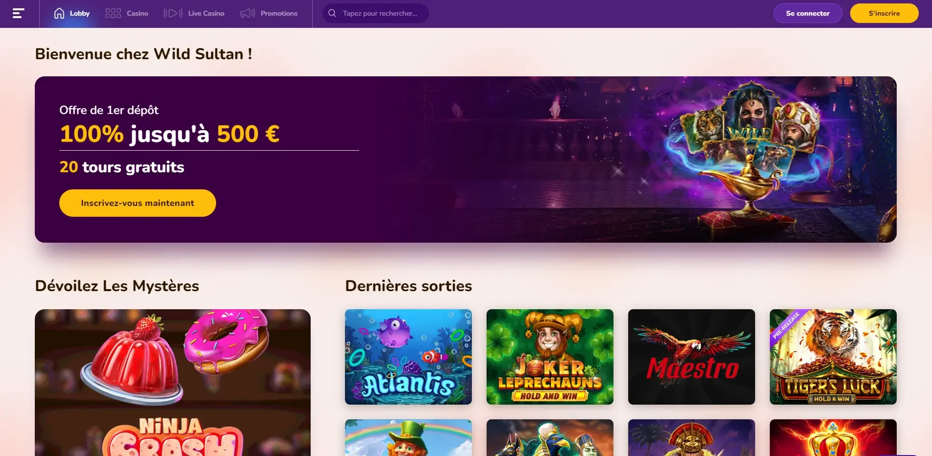 Accueil Wild sultan casino en ligne